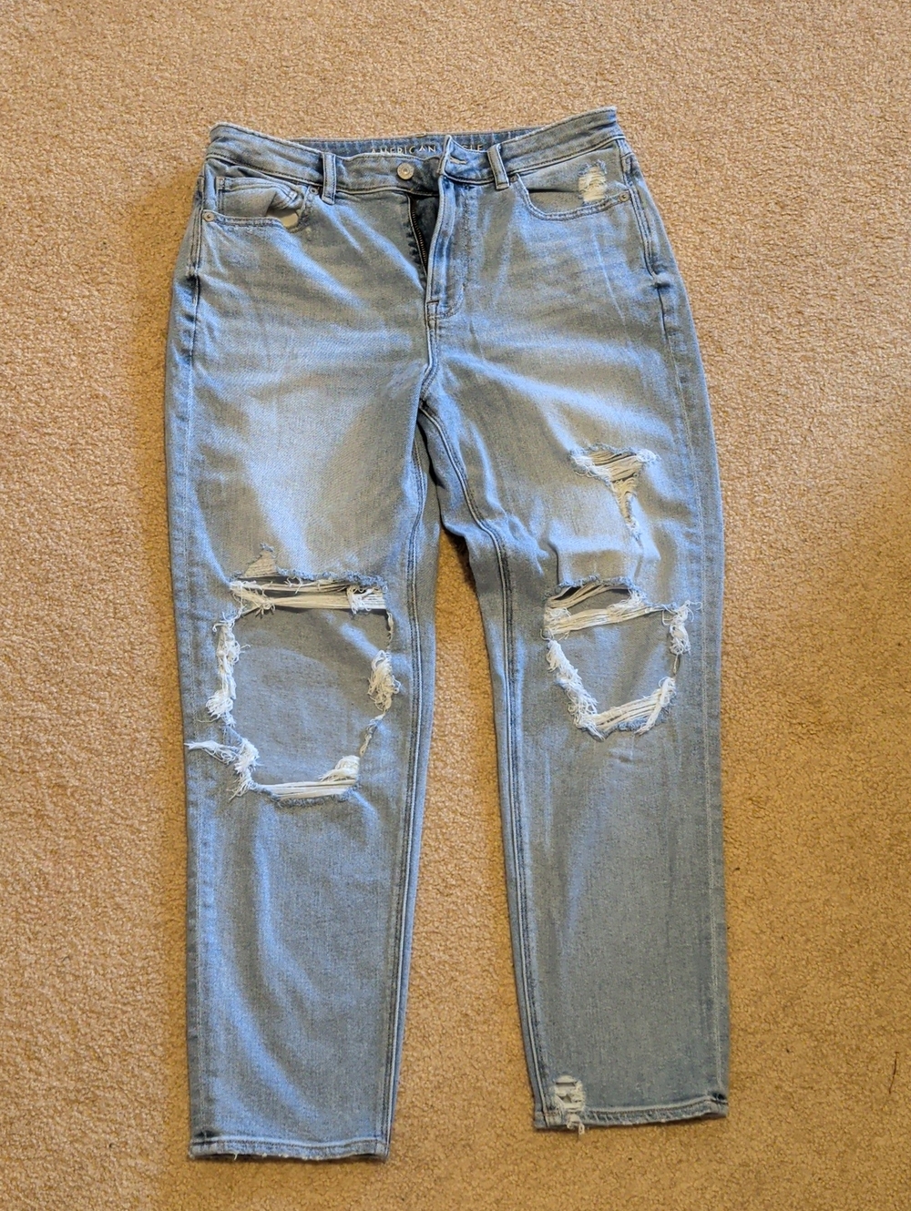 American Eagle Outfitters Light Blue Ripped Boyfriend Jeans